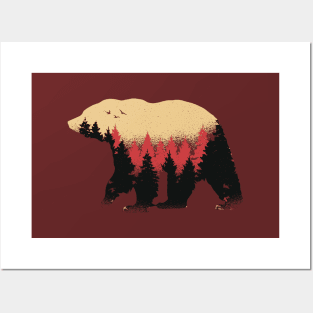 Bear trees and forest Posters and Art